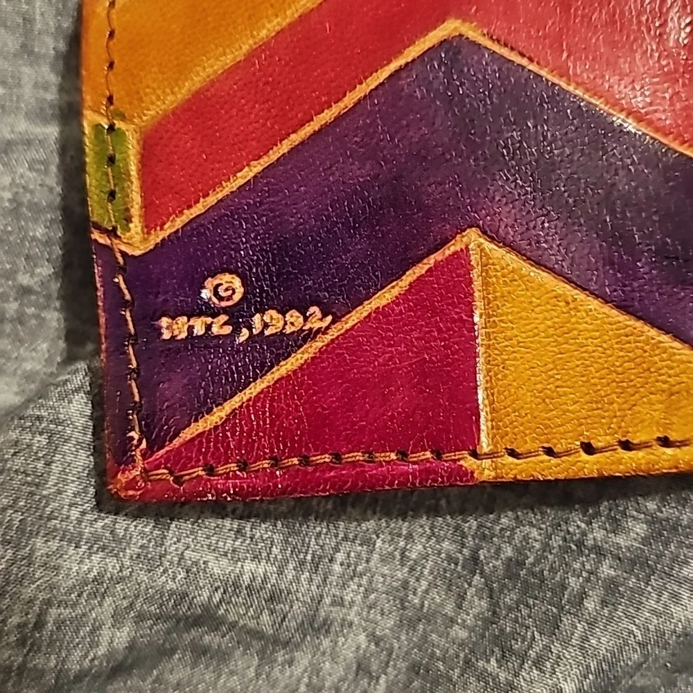 1992 Set Vintage MTG  Leather Wallet  Clutch w Pockets with 2 accessories